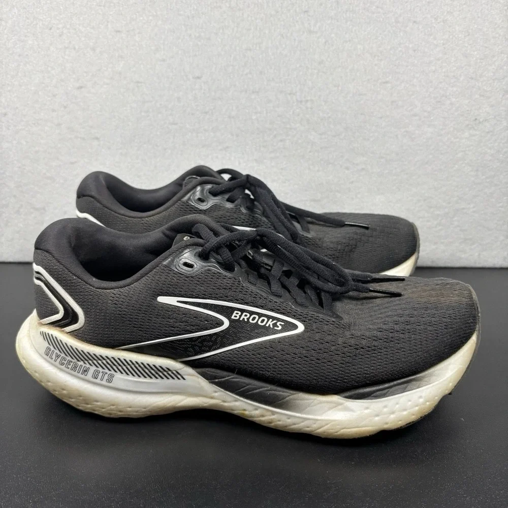 Brooks Glycerin GTS 21 Running Shoes Sneakers Womens Size 9D Wide Black‎ White